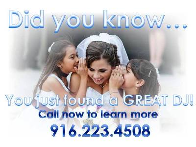 Sacramento wedding DJ. Contact us. 916-223-4508
